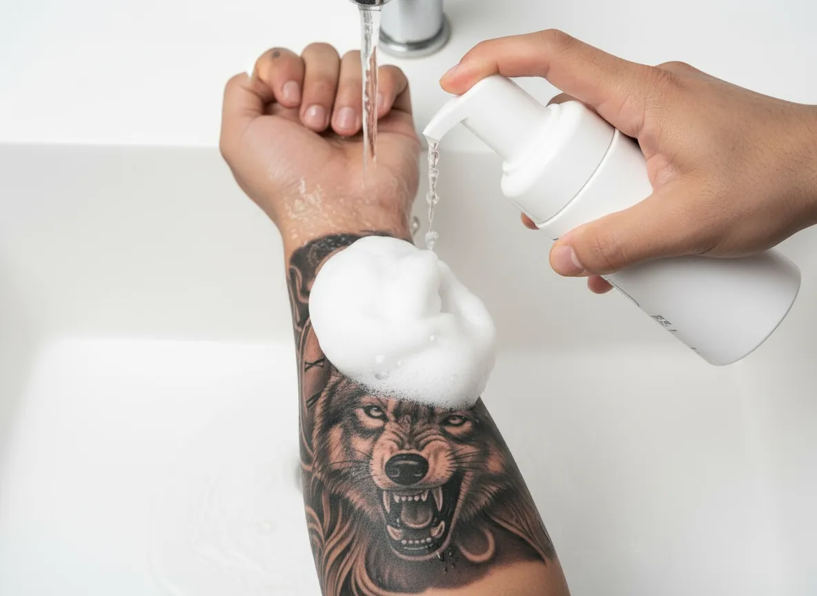 Foam cleanser for tattoo aftercare — gentle daily cleansing product
